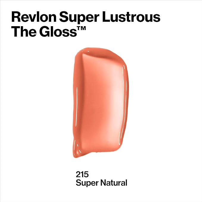 REVLON Super Lustrous Lip Gloss, Non-Sticky, Hydrating, High Shine Finish, 215 Super Natural, 0.13 oz (Pack of 2)
