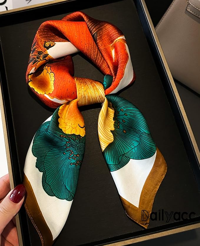 Dailyacc Hair Bandanas Scarf For Women Lightweight Fashion Neck Silk Satin Head Scarves For Sleeping Handbags Scarf