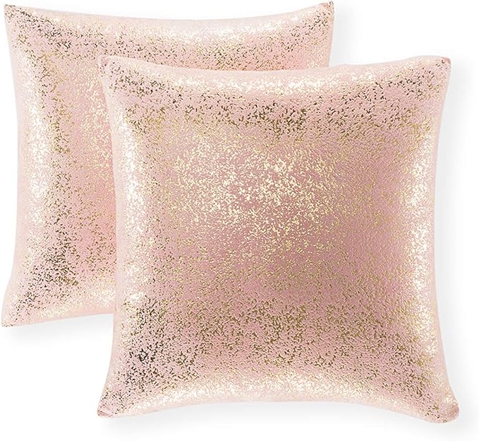 Xinrjojo Decorative Throw Pillow Covers, Rose Gold Pillow Cover, Glitter Pillows Cases for Couch Sofa Home Decor,Vintage Shining & Starry 24 X 24 Inches (Bronzing- Light Pink)