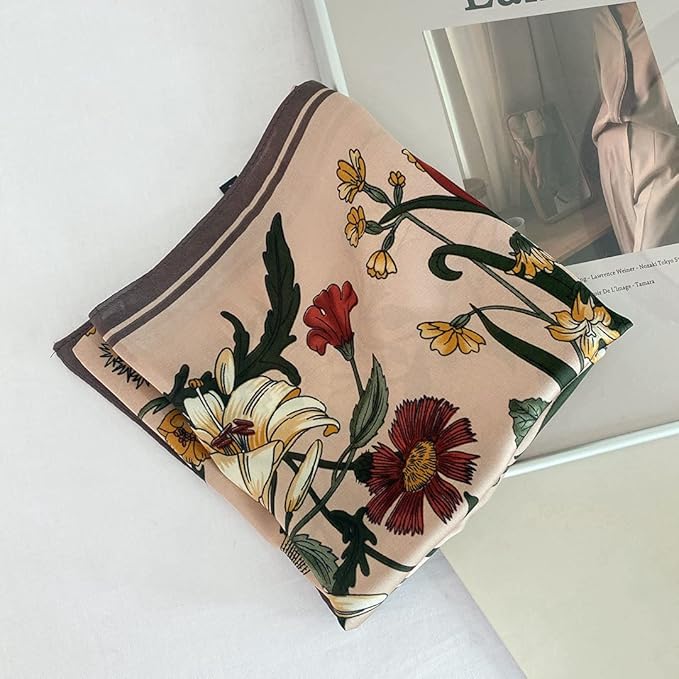 Livrerpi Silk Feeling Head Scarf Fashion Satin Hair Scarf Square Long Scarves for Women Gifts