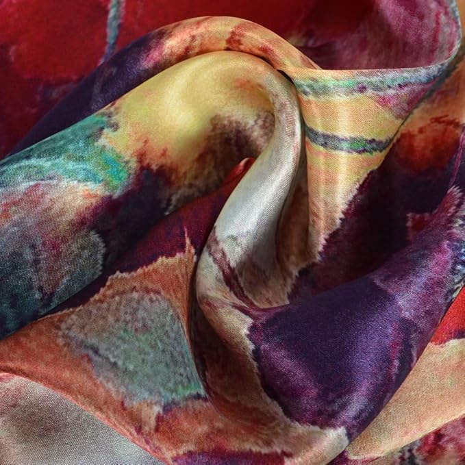 100% Mulberry Silk Scarf for Women Neck Oblong Headscarves Long Floral Print Lightweight Silk Wraps Shawls 67"*20"