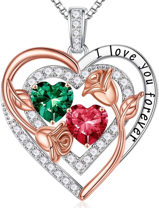 Iefil Mothers Day Gifts for Wife - Sterling Silver Birthstone Necklace Birthday Gifts for Her Wife