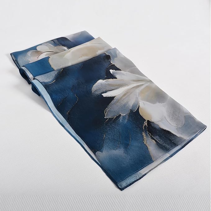 100% Mulberry Silk Scarf for Women Neck Oblong Headscarves Long Floral Print Lightweight Silk Wraps Shawls 67"*20"
