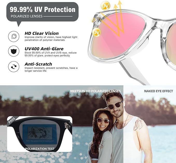 MEETSUN Polarized Sunglasses for Women Men Classic Retro Square Frame Driving Sun Glasses UV Protection