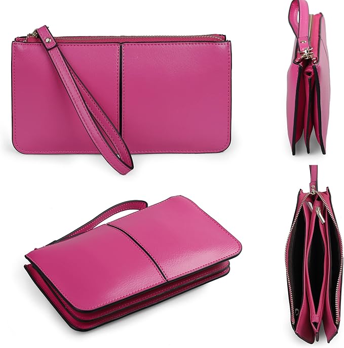 befen Genuine Leather Wristlet Clutch for Women Ultra-Slim Ladies Credit Card Holder Wallet Purses with RFID Protection