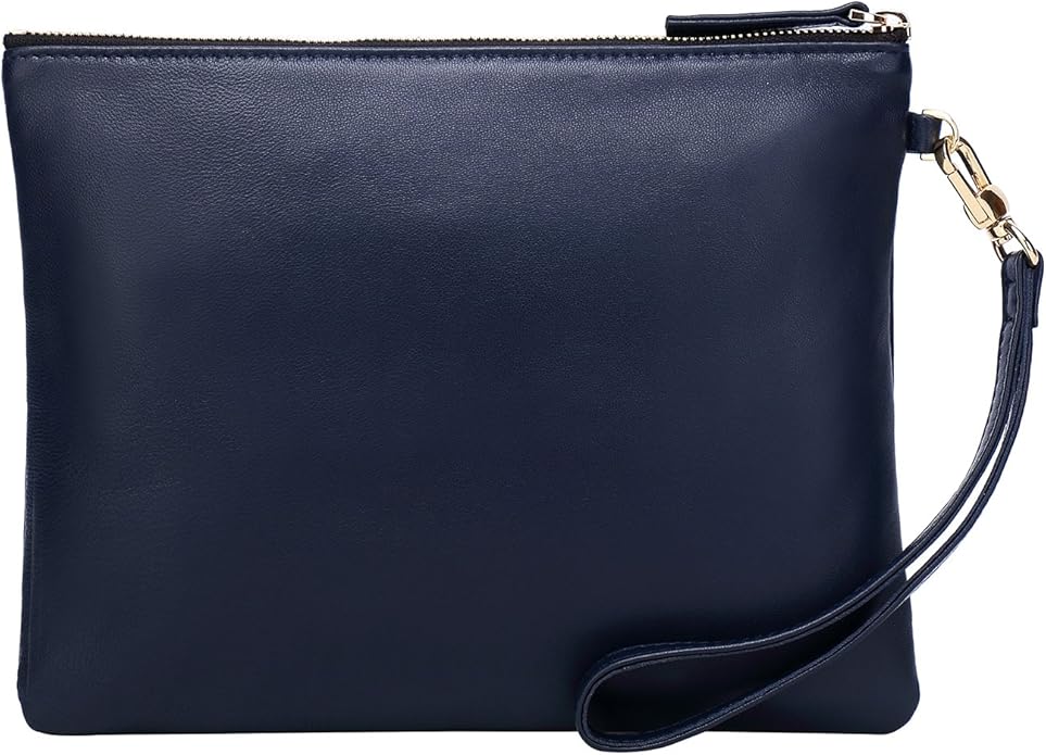 DORIS&JACKY Lambskin Leather Wristlet Clutch Purse for Women Soft Designer Slim Cell Phone Pouch Bag with Detachable Strap