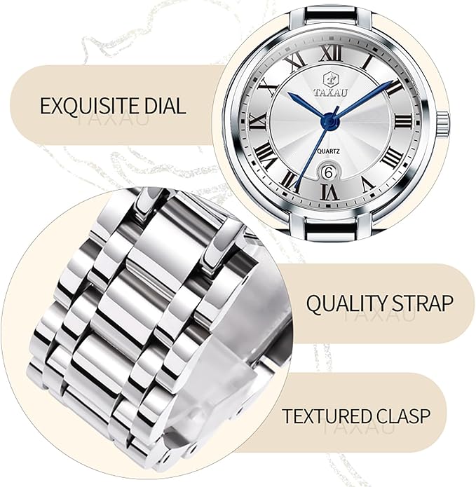 Gold Silver Two Tone Women Stainless Steel Watch Small Wrist ElegantDress Watch for Women Fashion Luxury Waterproof Day Date Analog Quartz Ladies Watches