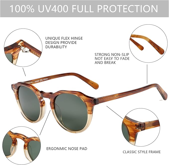 ZENOTTIC Vintage Round Polarized Sunglasses for Men Women UV400 Protection