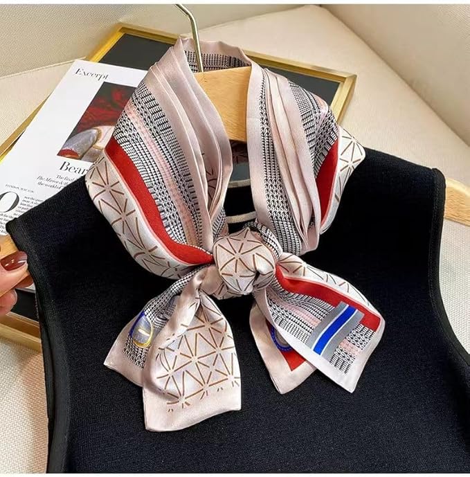 100% Mulberry Silk Ribbon Scarf for Hair Beach Head Wraps for Women Handbag accessories Necktie