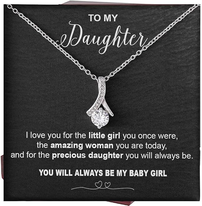 VIRAGIL To My Daughter Gift Necklace From Dad or Mom - Badass Daughter Jewelry With Heartfelt Message & Elegant Box