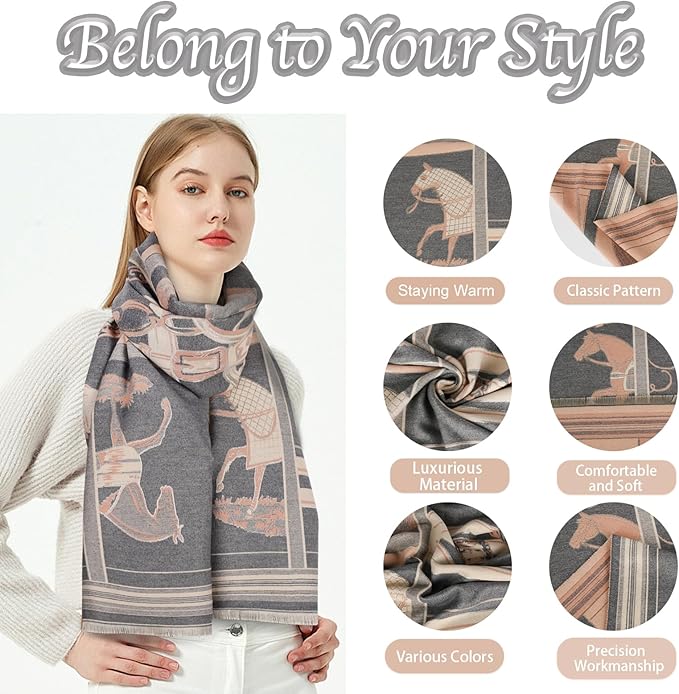 EXTREE Scarfs for Women Pashmina Silky Shawl Wrap for Evening Dressing Blanket Open Front Poncho Cape