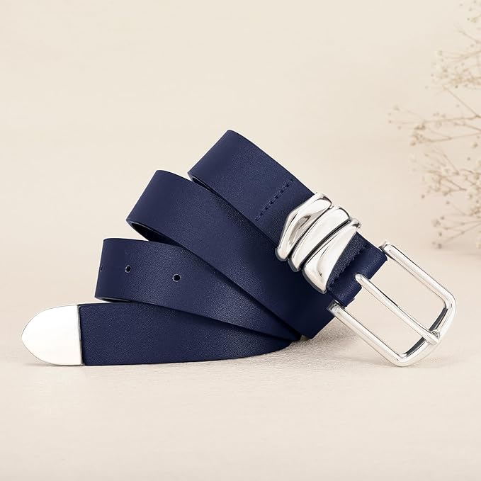 VONMELLI Women's Belt for Jeans Dress Leather Belt for Women Fashion Waist Ladies Belt with Silver Buckle