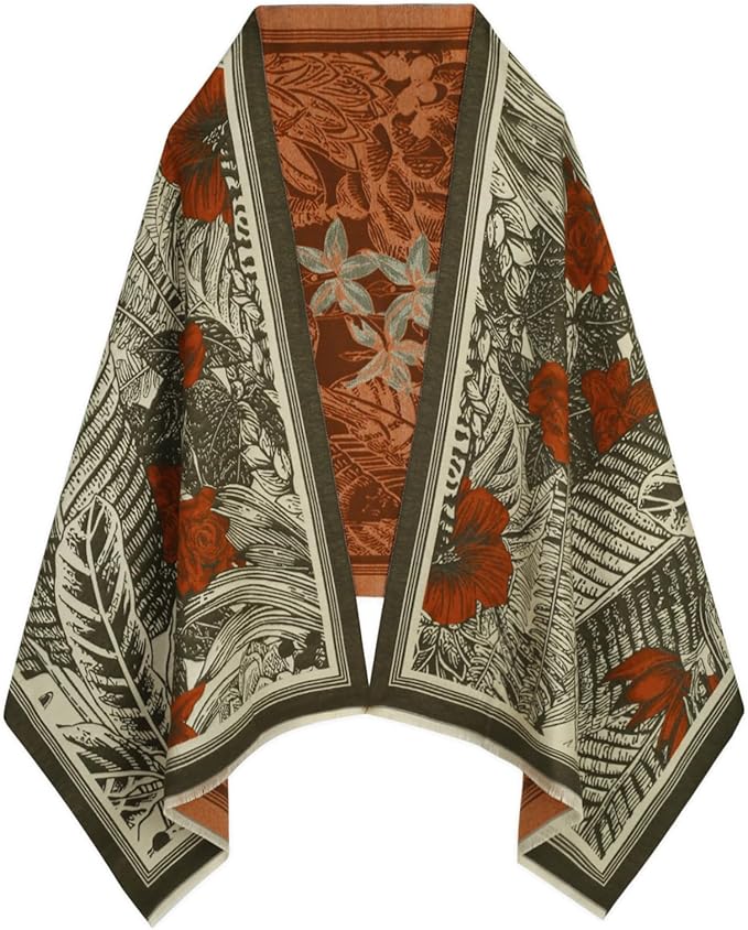 EXTREE Scarfs for Women Pashmina Silky Shawl Wrap for Evening Dressing Blanket Open Front Poncho Cape
