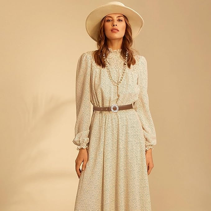 Women's Fashion Classic Metal Buckle Leather Belt with Jeans Dress