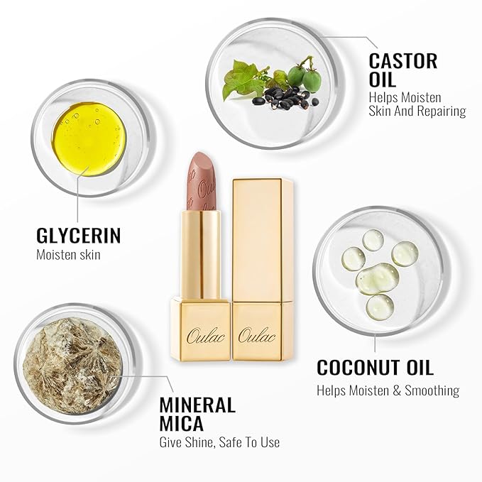 Oulac Glitter Lipstick for Women with Metallic 3D Shine Lightweight Hydrating Formula, High Impact Lip Color, Vegan Beauty, Sheer Coverage Lip Makeup, Christmas Gifts for Women, Free to be(26)