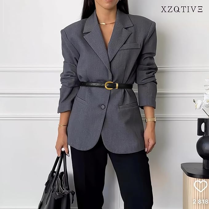 XZQTIVE Women Skinny Leather Belts for Jeans Dress Pants Fashion Ladies Thin Black Waist Belt with Gold Buckle