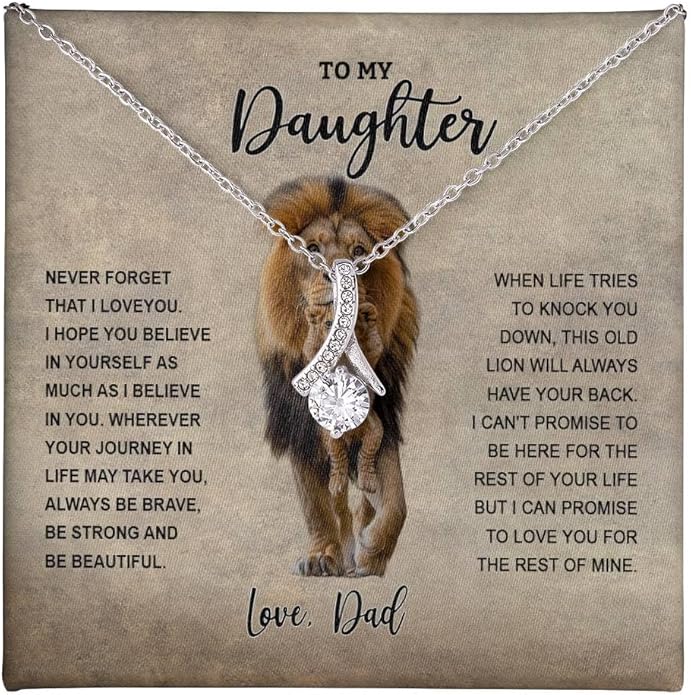 VIRAGIL To My Daughter Gift Necklace From Dad or Mom - Badass Daughter Jewelry With Heartfelt Message & Elegant Box