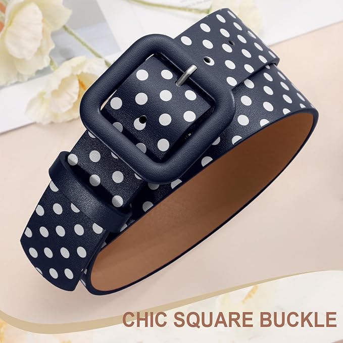 WHIPPY Women Leather Belt Candy Color Fashion Square Buckle Belt Ladies Belt for Jeans Pants Dresses