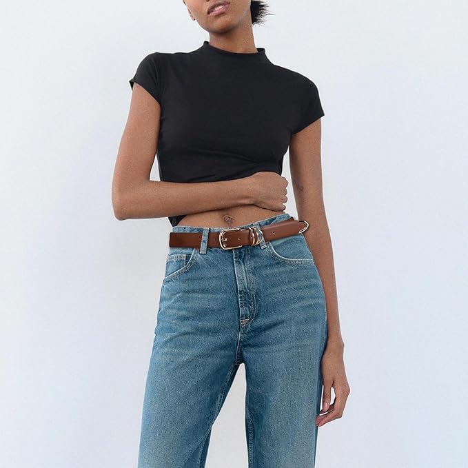 Belts for Women with Gold Buckle Faux Leather Belts Fashion Casual belts for jeans