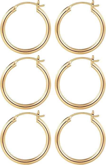 M MOOHAM 14K-Gold-Plated Hoop Earrings for Women - Hypoallergenic 14K Gold 925 Sterling silver-plated Post Sensitive Ears Nickel Free Hoops Earrings Set for Women Jewelry Lightweight 13-60mm