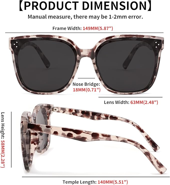 FEISEDY Oversized Polarized Sunglasses - UV400 Protection, Square Fashion Sun Glasses for Outdoor & Daily B2600