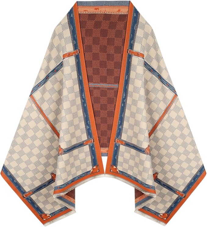 EXTREE Scarfs for Women Pashmina Silky Shawl Wrap for Evening Dressing Blanket Open Front Poncho Cape