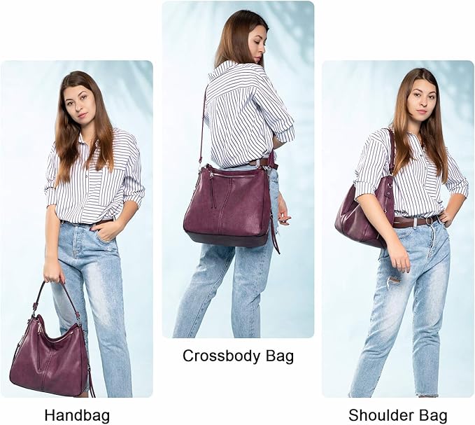 Realer Hobo Crossbody Bags for Women Designer Faux Leather Hobo Handbags Retro Large Size Shoulder Bag Bucket Purse