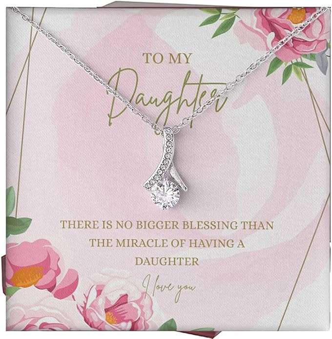 VIRAGIL To My Daughter Gift Necklace From Dad or Mom - Badass Daughter Jewelry With Heartfelt Message & Elegant Box