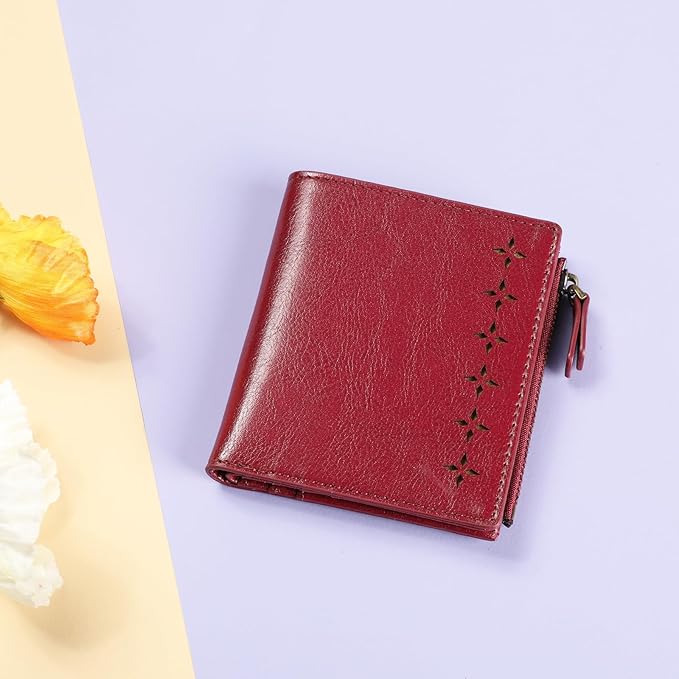 Lavemi Ultra Thin Small Compact Leather Womens Girls Wallets RFID Blocking Credit Card Holder for Women