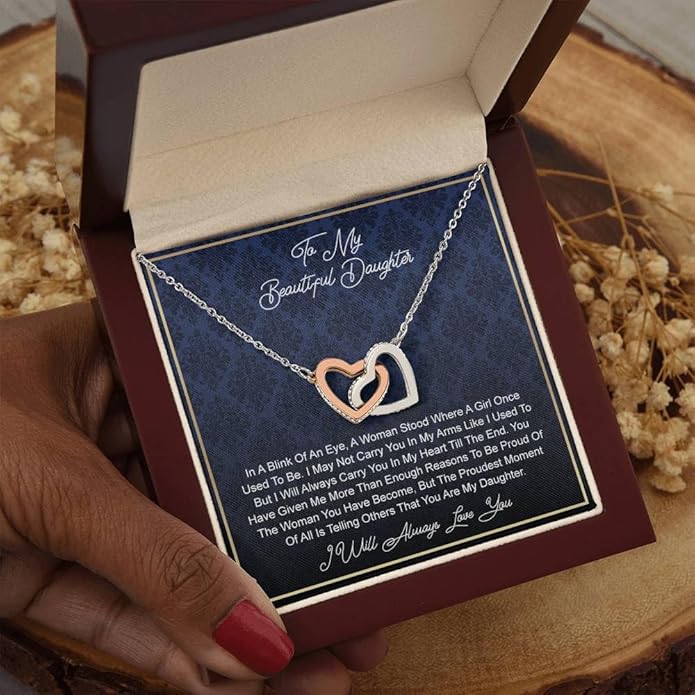 VIRAGIL To My Daughter Gift Necklace From Dad or Mom - Badass Daughter Jewelry With Heartfelt Message & Elegant Box