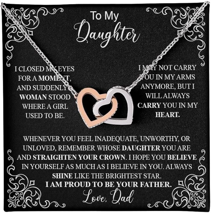 VIRAGIL To My Daughter Gift Necklace From Dad or Mom - Badass Daughter Jewelry With Heartfelt Message & Elegant Box