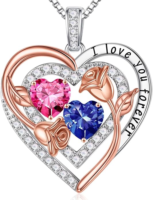 Iefil Mothers Day Gifts for Wife - Sterling Silver Birthstone Necklace Birthday Gifts for Her Wife
