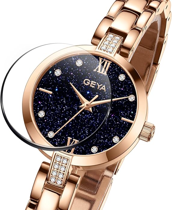 GeYa Silver Watch for Women Elegant Dressy Watch, Dainty Diamond Dial Stainless Steel Bracelet, Japanese Quartz Movement, 5ATM Water Resistant, Ideal for Petite Wrist, Gift Ready