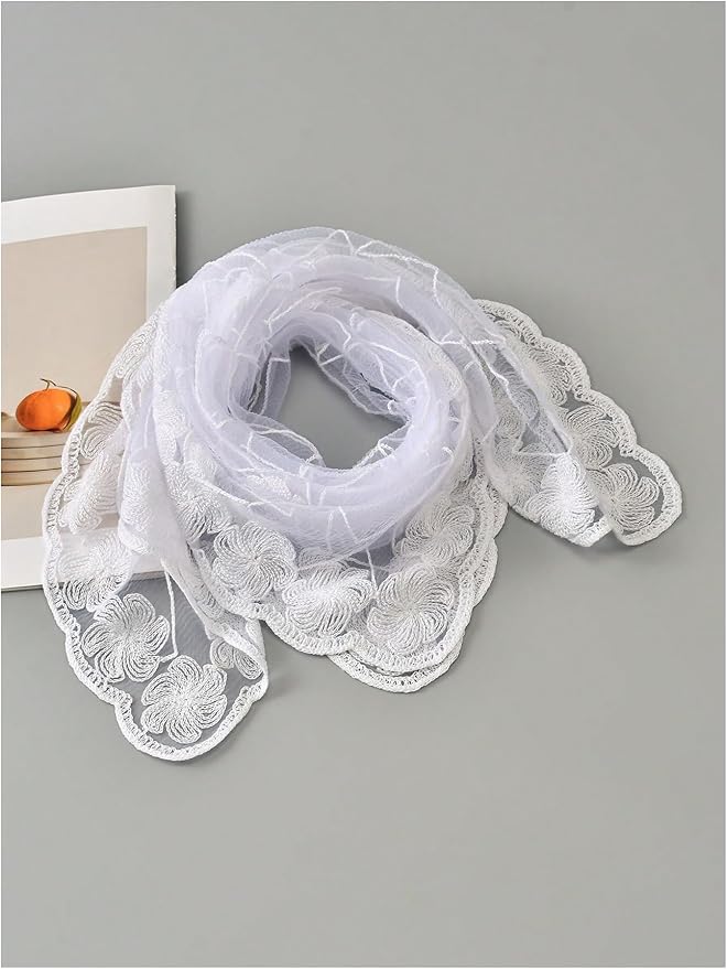 Floerns Women's Flower Embroidery Hair Scarf Headband Sheer Lace Hair Bandana