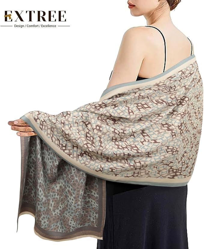EXTREE Scarfs for Women Pashmina Silky Shawl Wrap for Evening Dressing Blanket Open Front Poncho Cape