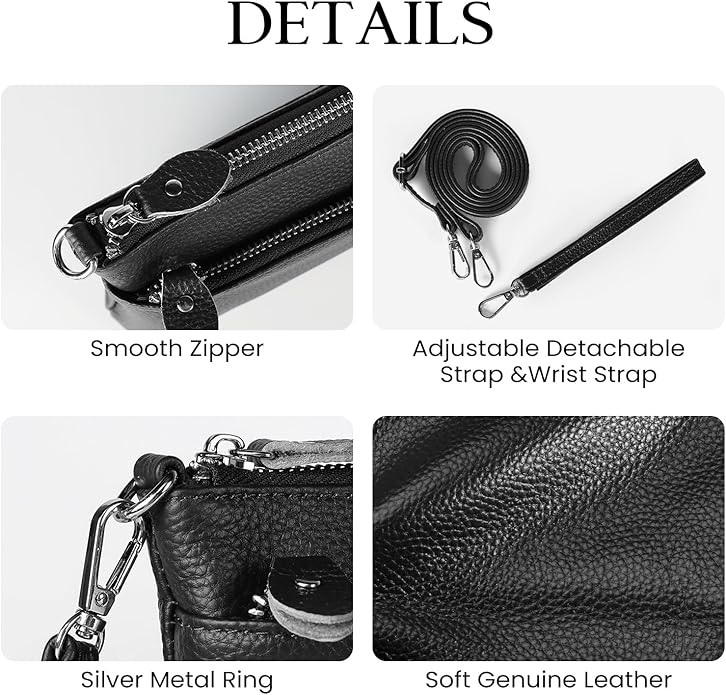 befen Genuine Leather Wristlet Clutch Wallet Purses with RFID Blocking, Small Crossbody Bags Shoulder Handbag for Women