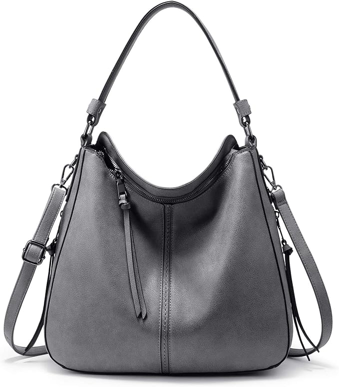 Realer Hobo Crossbody Bags for Women Designer Faux Leather Hobo Handbags Retro Large Size Shoulder Bag Bucket Purse
