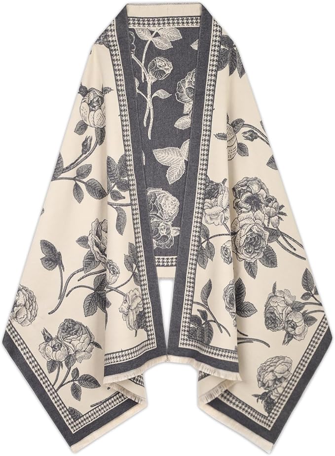 EXTREE Scarfs for Women Pashmina Silky Shawl Wrap for Evening Dressing Blanket Open Front Poncho Cape