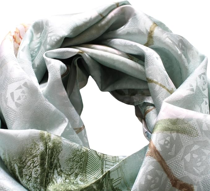 100% Mulberry Silk Scarfs for Women Floral Print Satin Long Scarf for Headscarf Hair Wraps Shawl with Gift Packed
