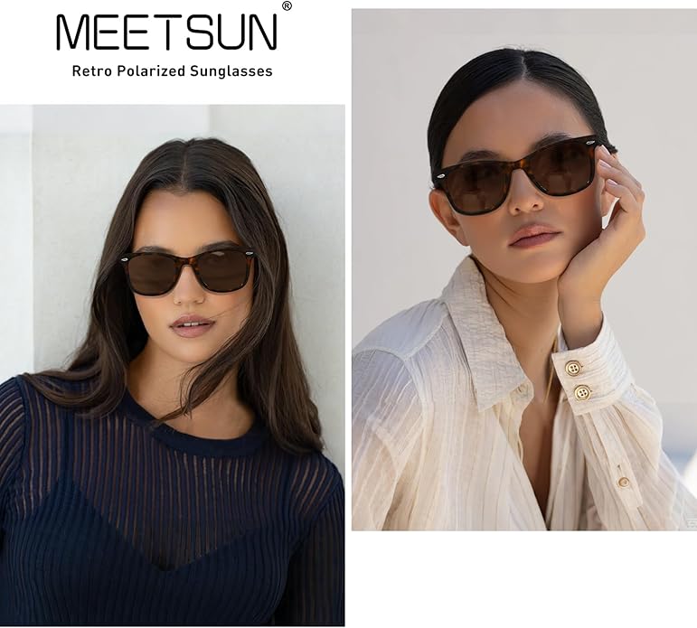 MEETSUN Retro Polarized Sunglasses for Women Men Classic Mirror Lens Driving Trendy Sun Glasses UV Protection (3 Pack)