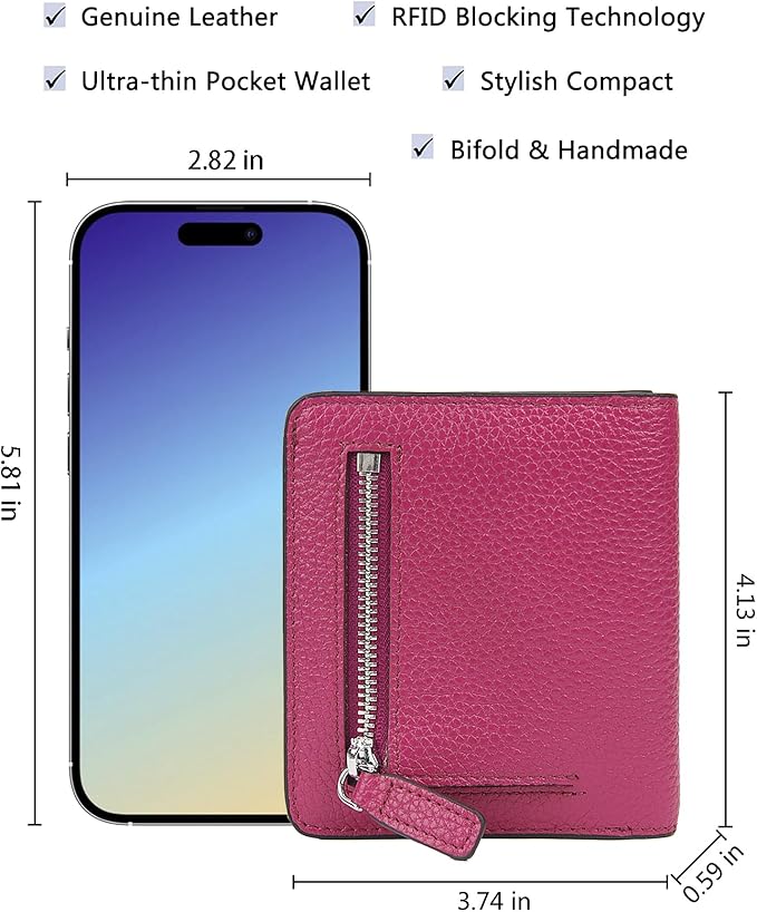 AINIMOER Small Leather Wallet for Women, Ladies Credit Card Holder RFID Blocking Women's Mini Bifold Pocket Purse