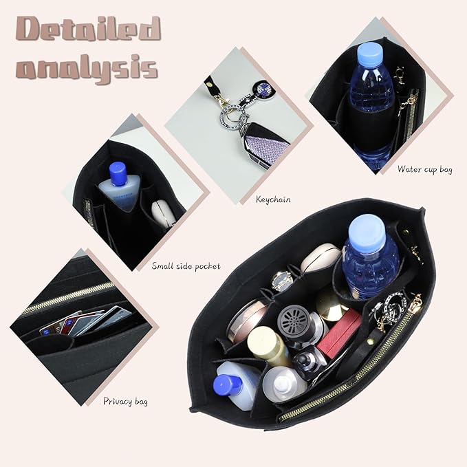 Lckaey Organizer Insert For Long Champ Le Pliage Purse organizer Premium Felt 1012-30aterrimus-S