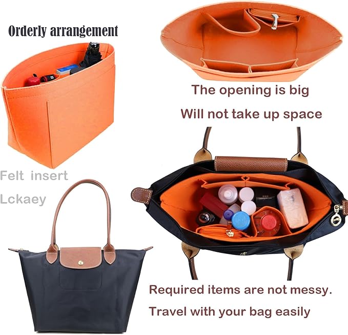 Lckaey Purse Organizer Insert for Longchamp Le Pliage Neo Handbags Insert Organizer 1012orange-S