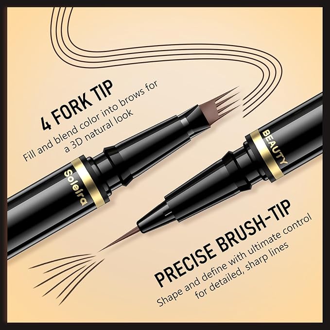 Waterproof Eyebrow Pencil with 4 Tip Microblading Pen and Dual-ended Brush, for Natural-Looking Brows, Long-Lasting, Chocolate