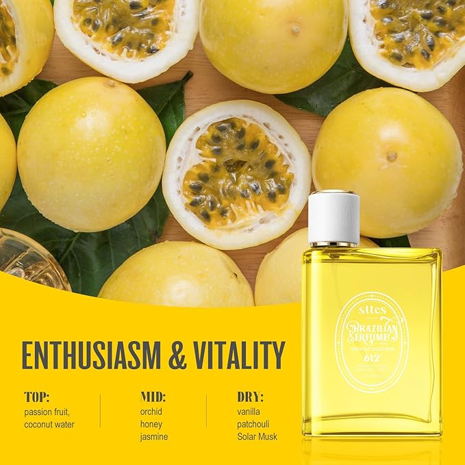 Sttes Perfume 612# – passion fruit coconut water – Eau de Parfum, 2 Bottles Total 6.8 fl oz – Long-Lasting Gourmet Fragrance for Women and Men