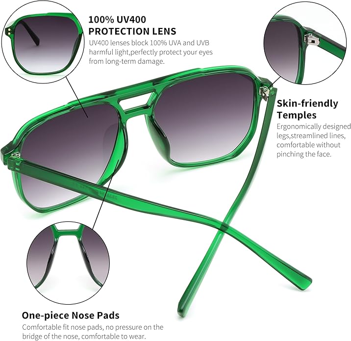 FEISEDY Retro Square Aviator Sunglasses Women Men 70s Vintage Trendy Plastic Frame Sun Glasses B2835