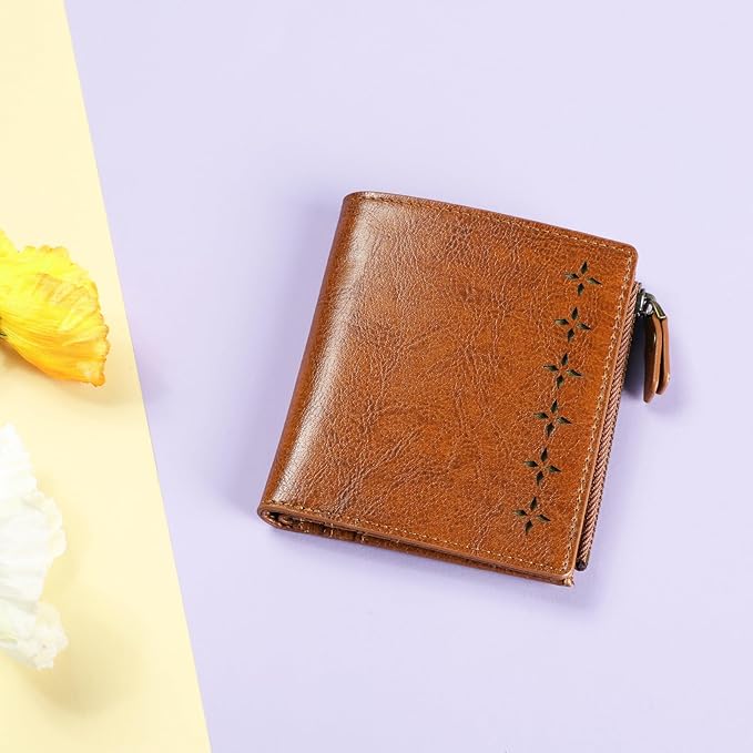 Lavemi Ultra Thin Small Compact Leather Womens Girls Wallets RFID Blocking Credit Card Holder for Women