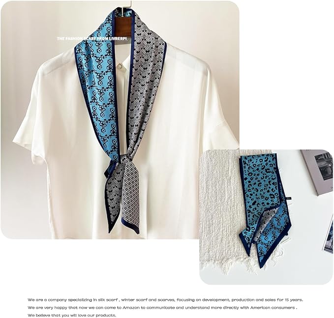 Livrerpi Silk Feeling Head Scarf Fashion Satin Hair Scarf Square Long Scarves for Women Gifts