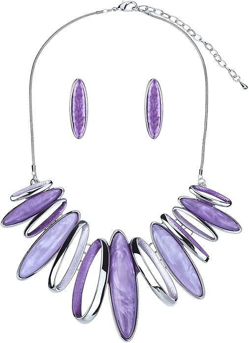 Women's Wedding Party Jewelry Enamel Leaf Rhinestone Cluster Flower Statement Necklace Dangle Earrings Set for Bridal Bridesmaids