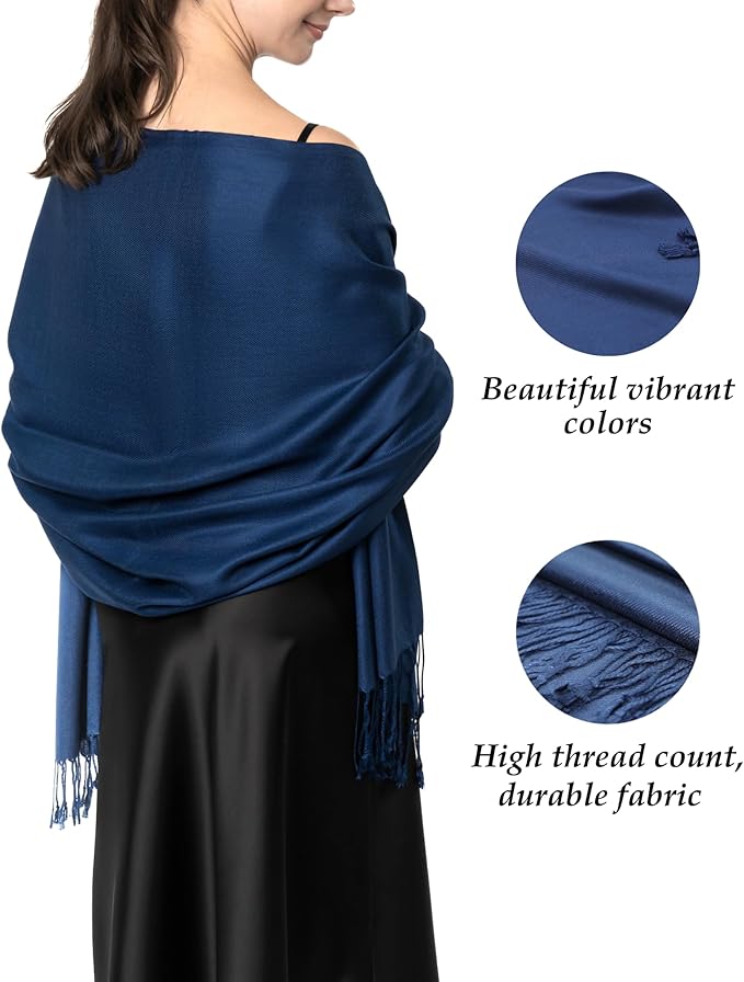 Achillea Soft Silky Pashmina Scarf for Women – Shawl Wrap for Evening Dresses, Bridesmaids, Weddings & Everyday Wear